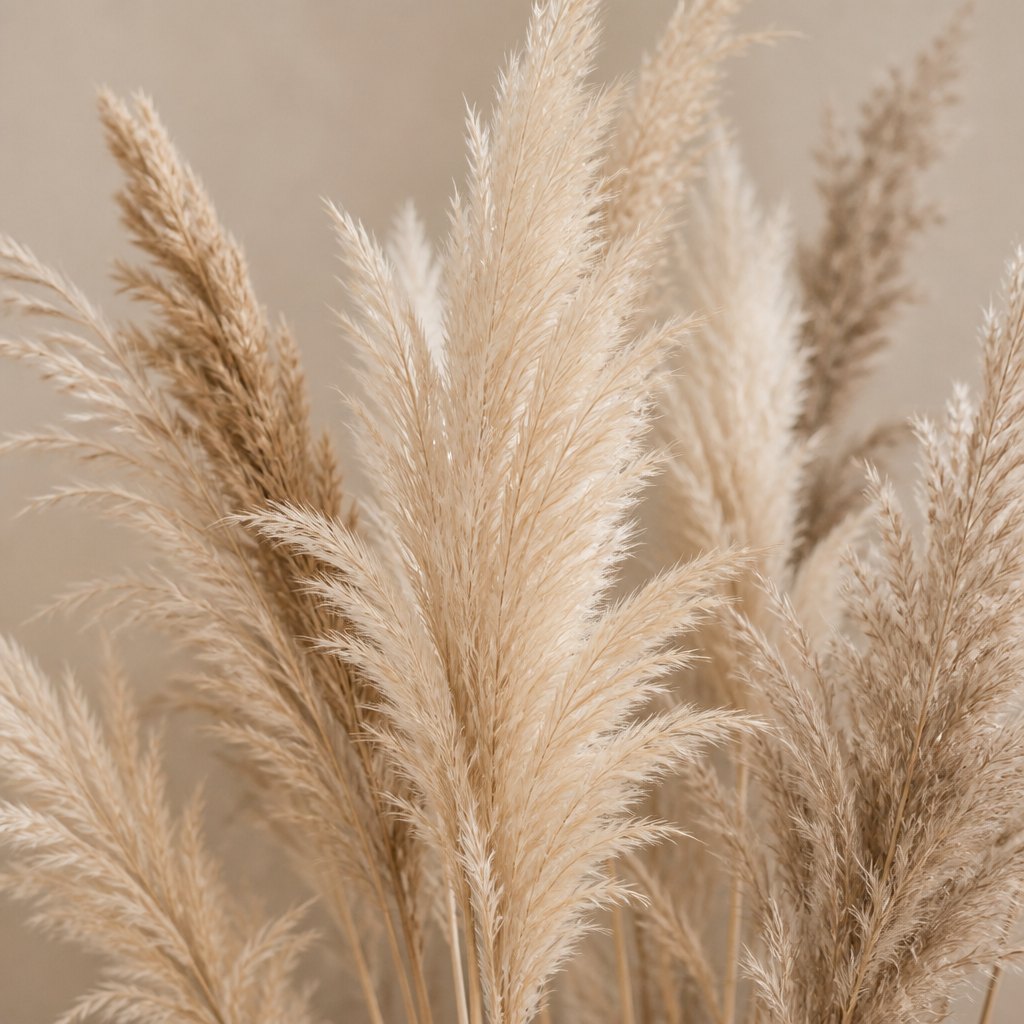 Dried pampas grass in soft beige tones