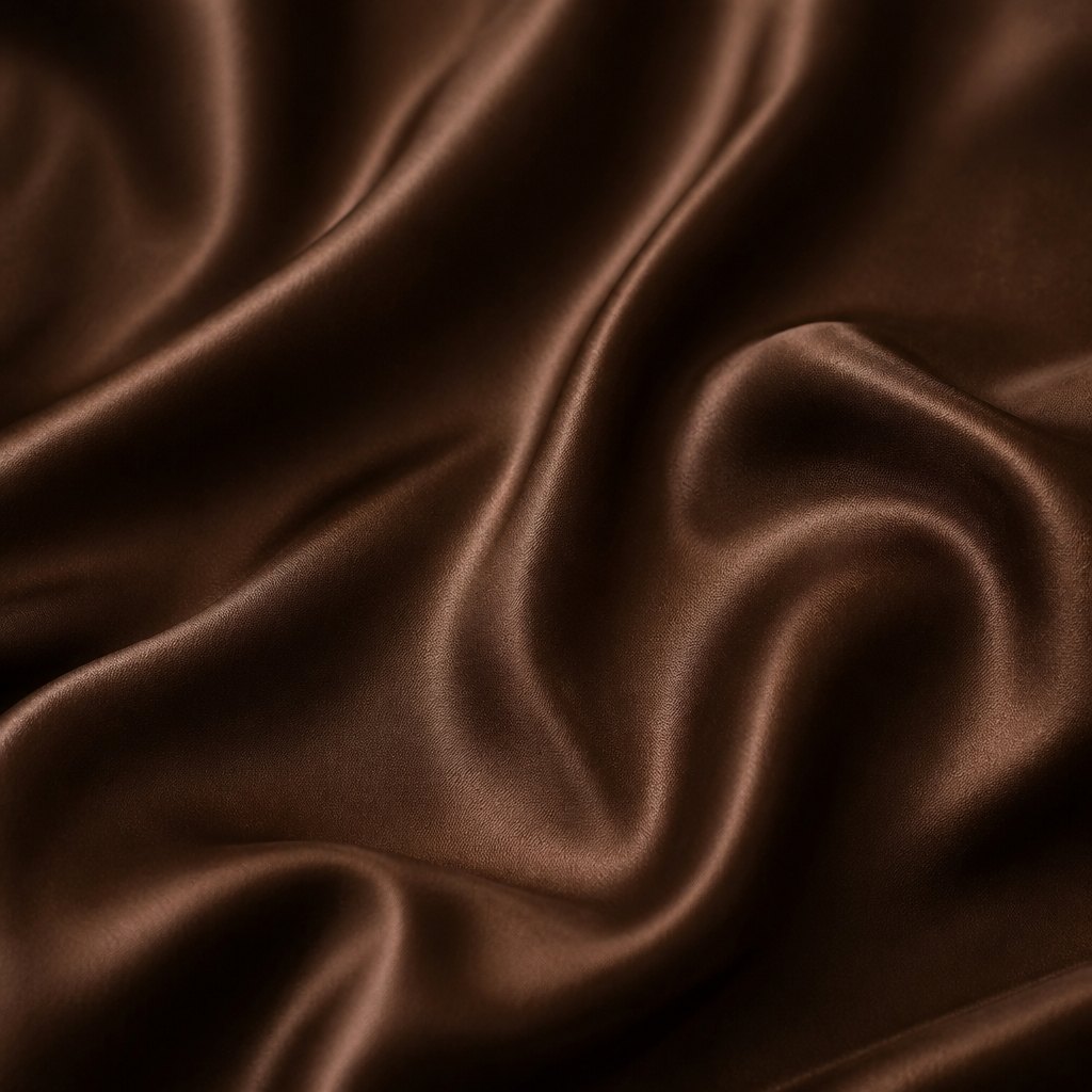 Deep brown rippled silk fabric
