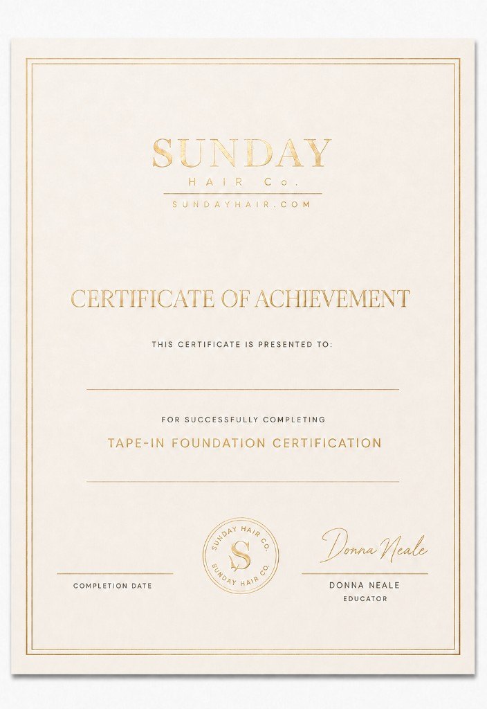 SUNDAY Hair Co. Certificate of Achievement
