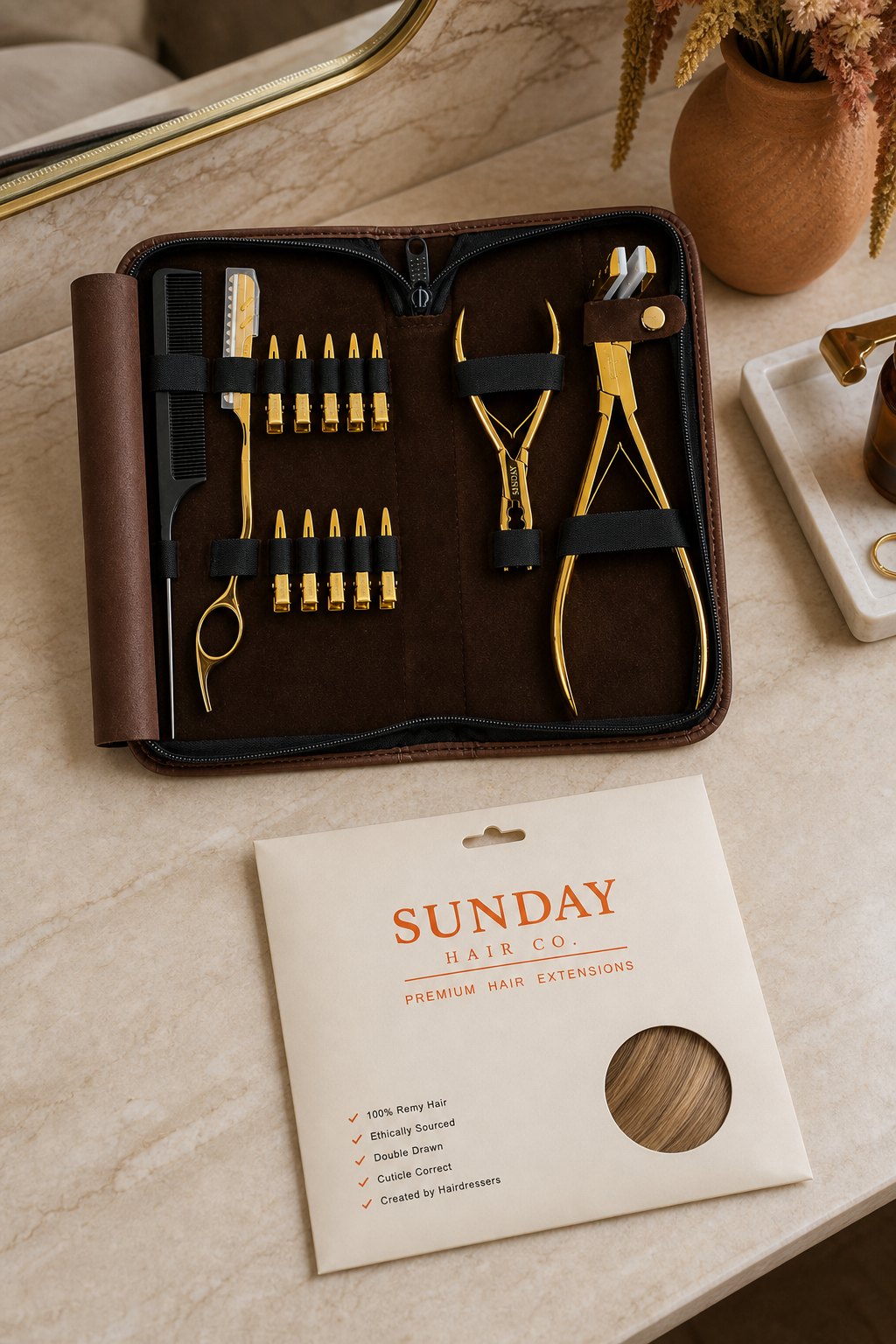 SUNDAY Tool Kit and Remy pack on marble