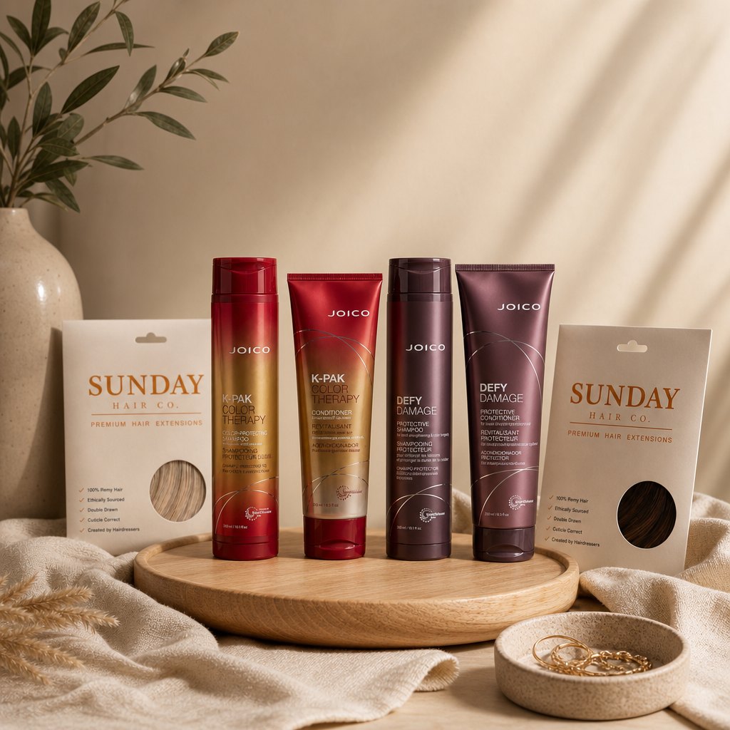 Joico and SUNDAY haircare still life